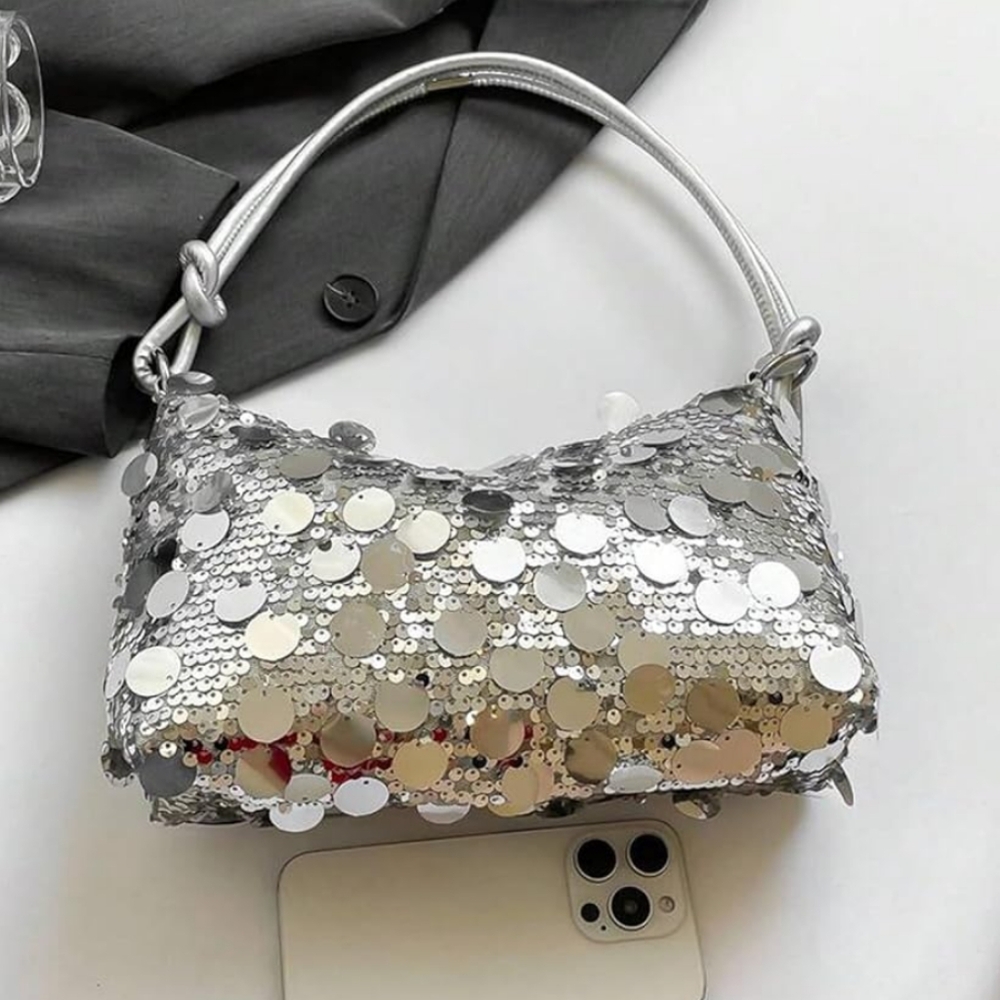 Silver Sequin Women's Bag - Picture 3 of 7